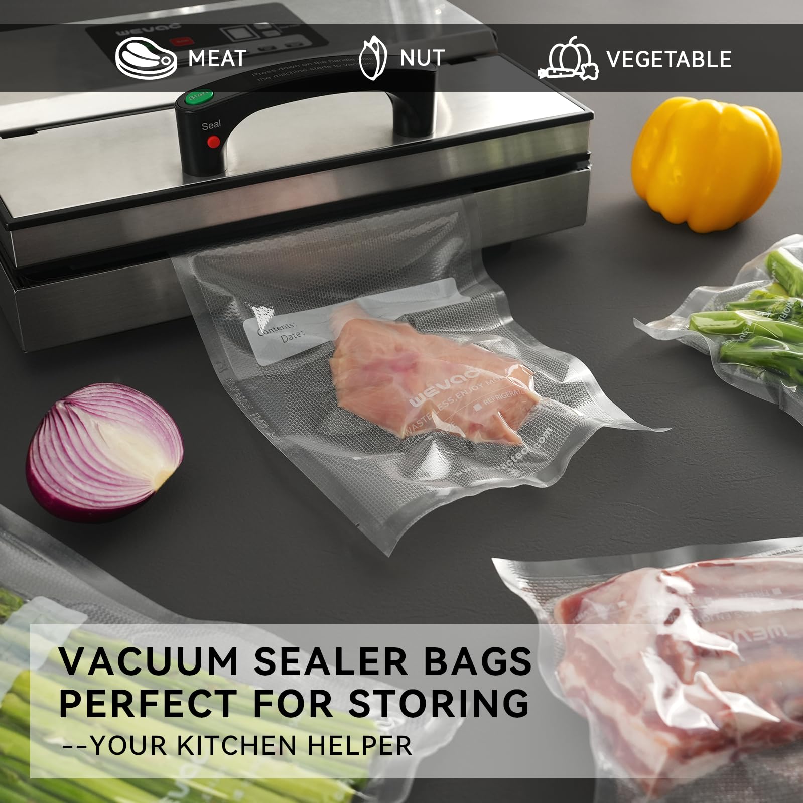 Wevac piezas protectoras para bolsas de vacío evitan perforaciones durante el sellado.