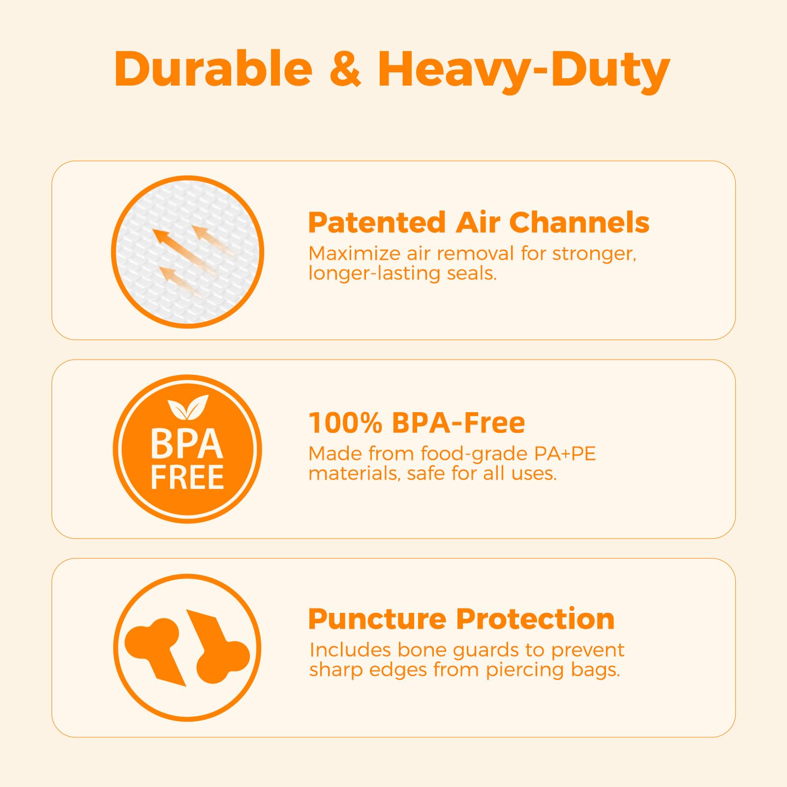Wevac bolsas sin BPA, seguras para almacenamiento de alimentos y sous vide.