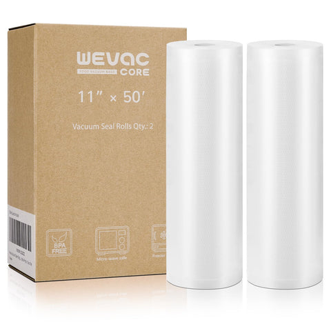 Wevac bolsas de vacío 11x50 en rollos para almacenamiento prolongado.