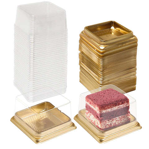 Caja pastel lunar de wexpw transparente con base dorada para exhibir postres