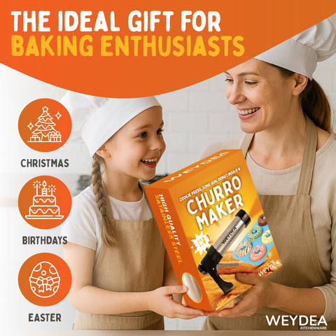  WEYDEA Churro Maker 4-en-1 uso doméstico, fácil de manejar.