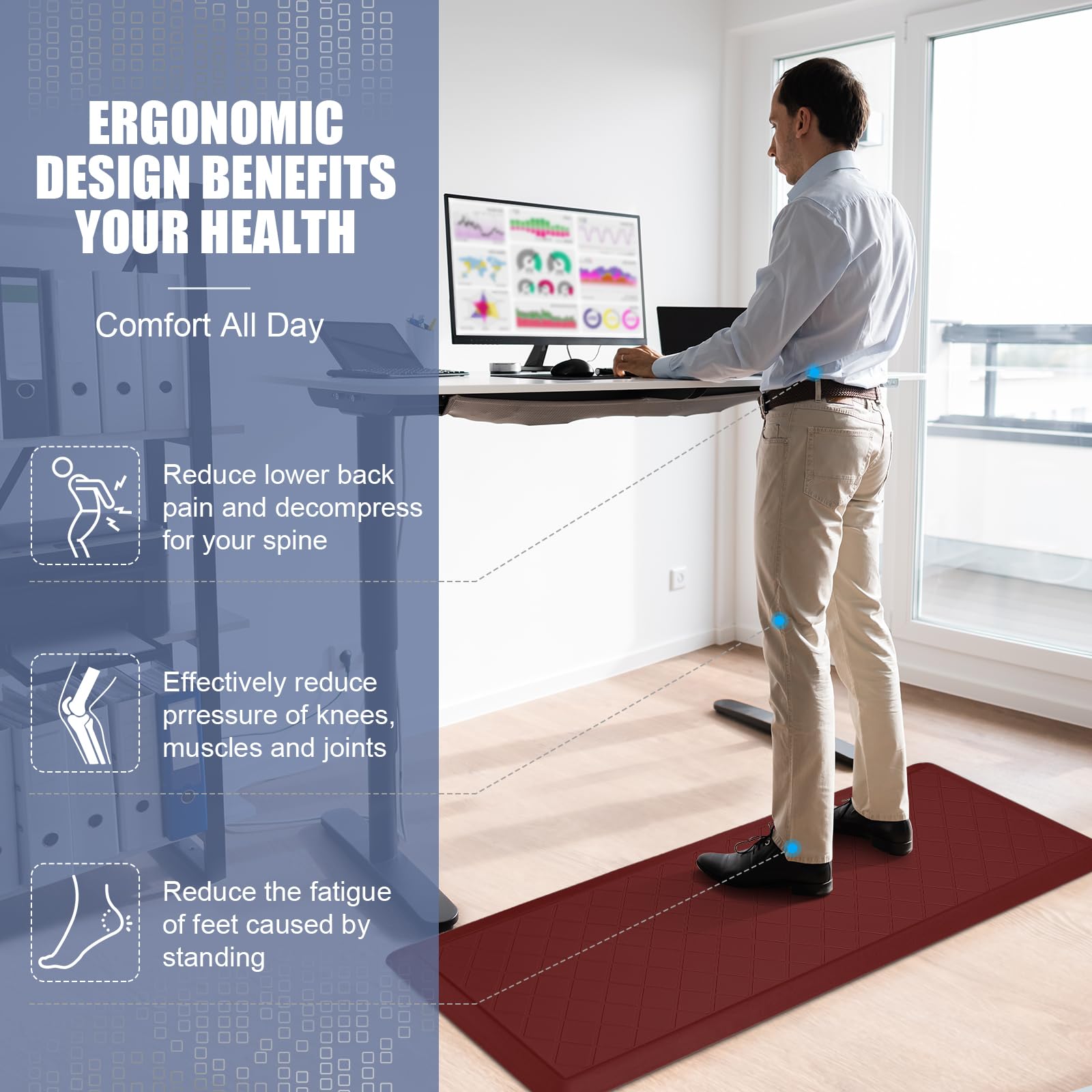 WEZVIX alfombra anti-fatiga para cocina alivio ergonómico al estar de pie.