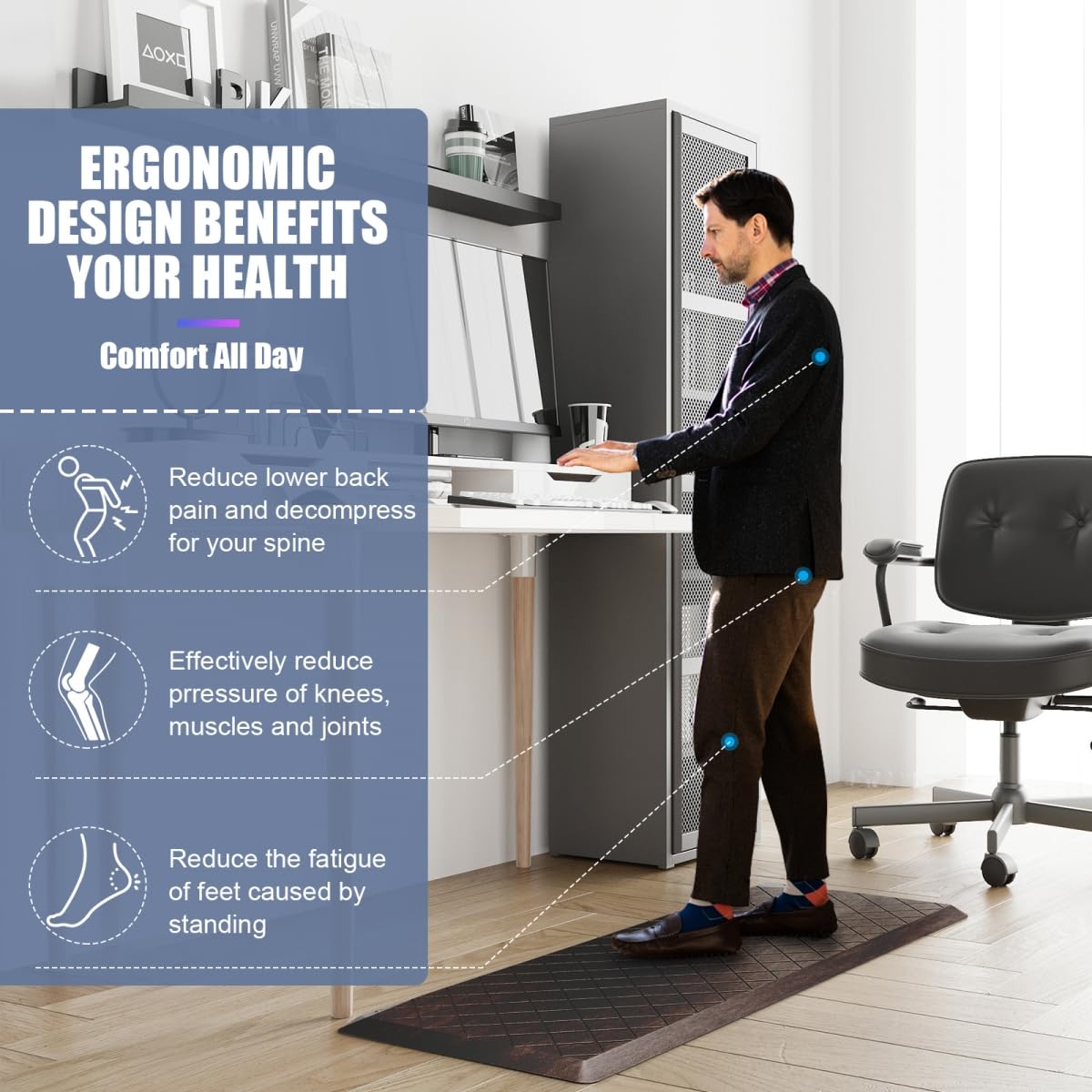 WEZVIX borde ergonómico antideslizante para mayor seguridad en pie.