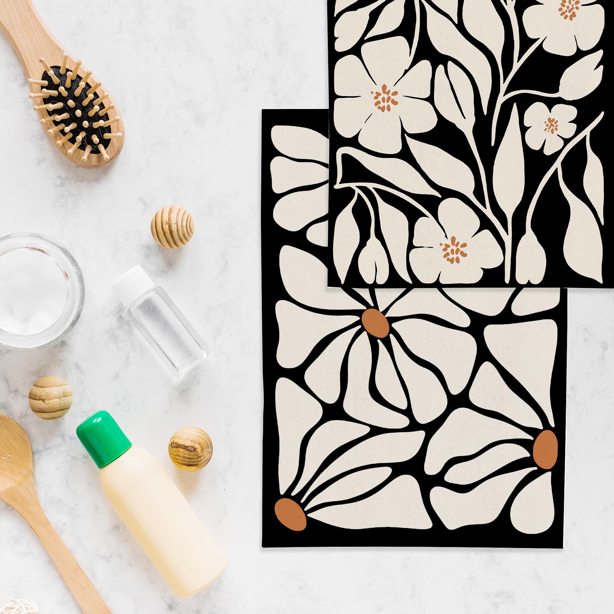 WFSM toallas para baño boho con flor negra, aporta calidez decorativa