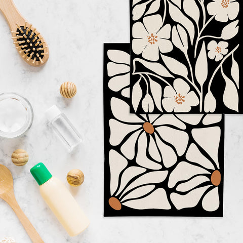 WFSM toallas para baño boho con flor negra, aporta calidez decorativa