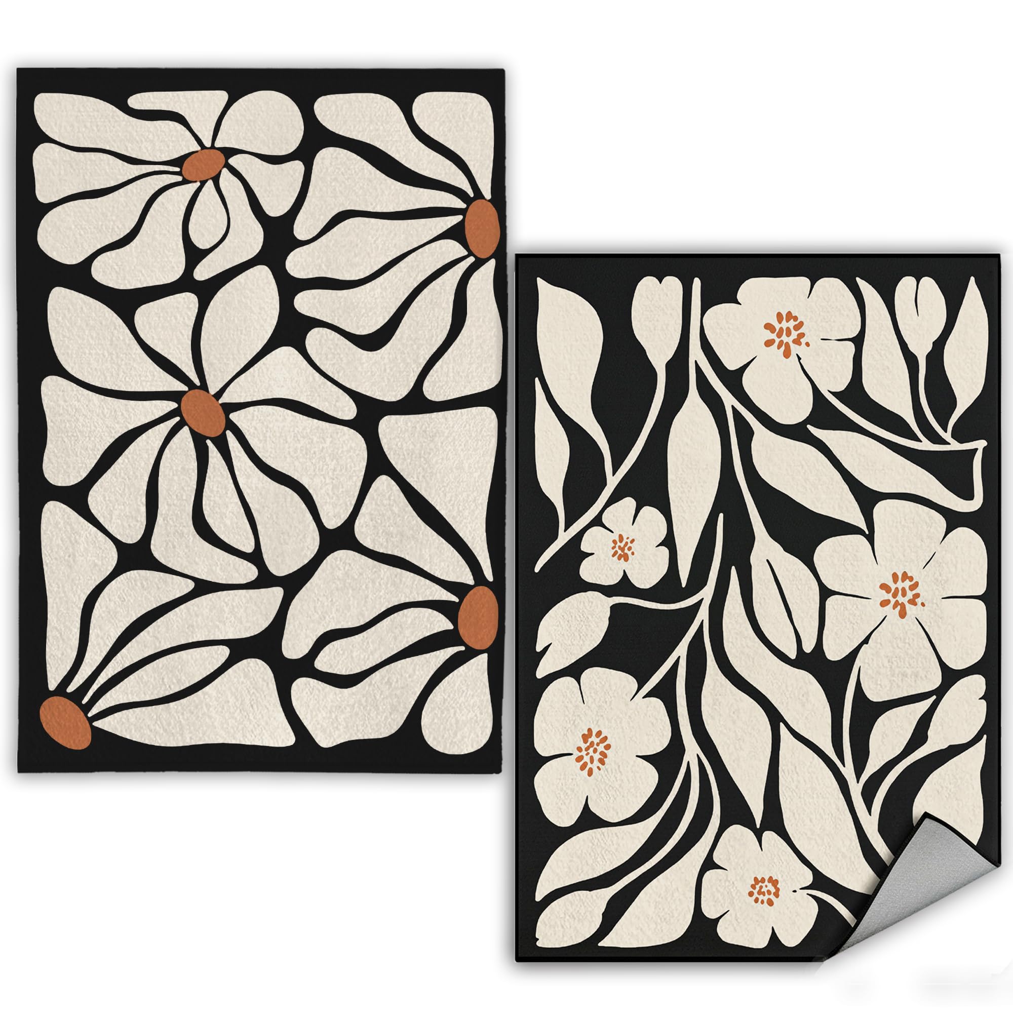 WFSM toallas de cocina boho con flor negra, suaves y absorbentes para secar