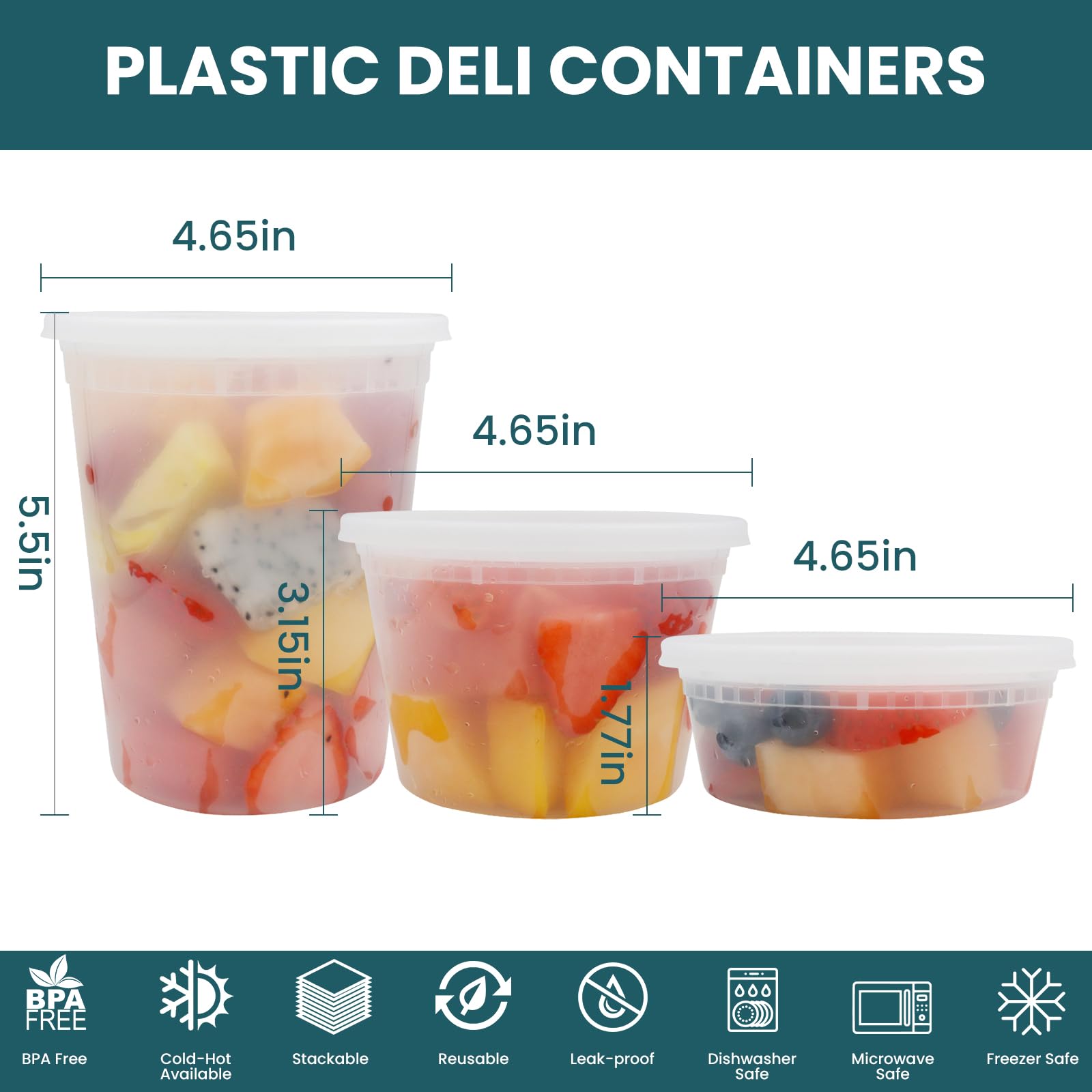 WGCC contenedores deli libre de BPA duraderos para microondas