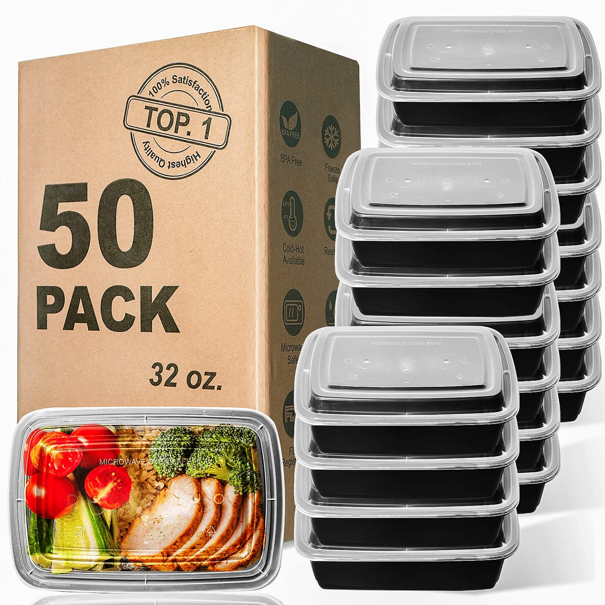 WGCC preparacion de comidas 32oz con tapa hermética para frescura.