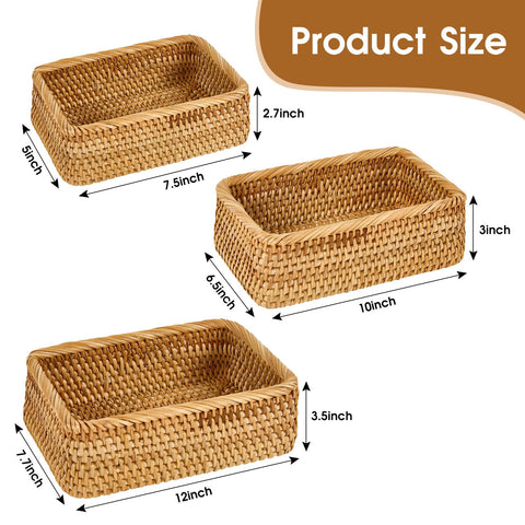 Whalehub cesta grande rectangular de ratán para frutas y snacks