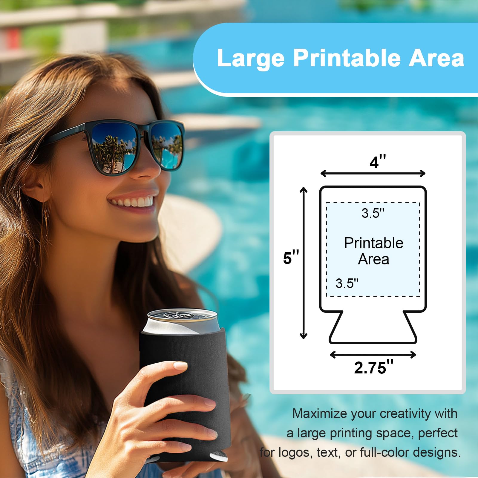 WhaleSiper funda para lata negra 16oz, lateral, ajuste cómodo y firme.