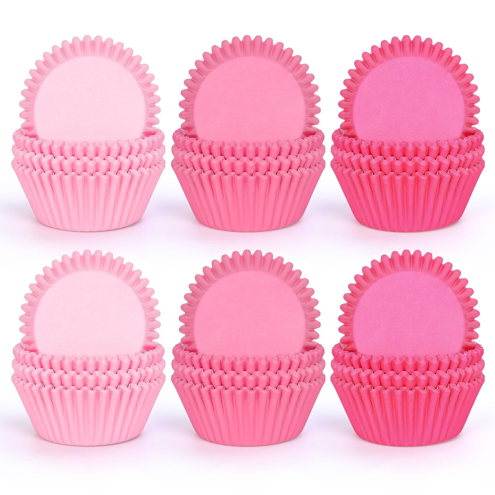 Whaline bases para cupcakes con gradiente rosa, ideales para decoración festiva.