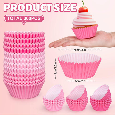 Whaline bases para cupcakes rosa gradiente, añaden color suave a tus postres.