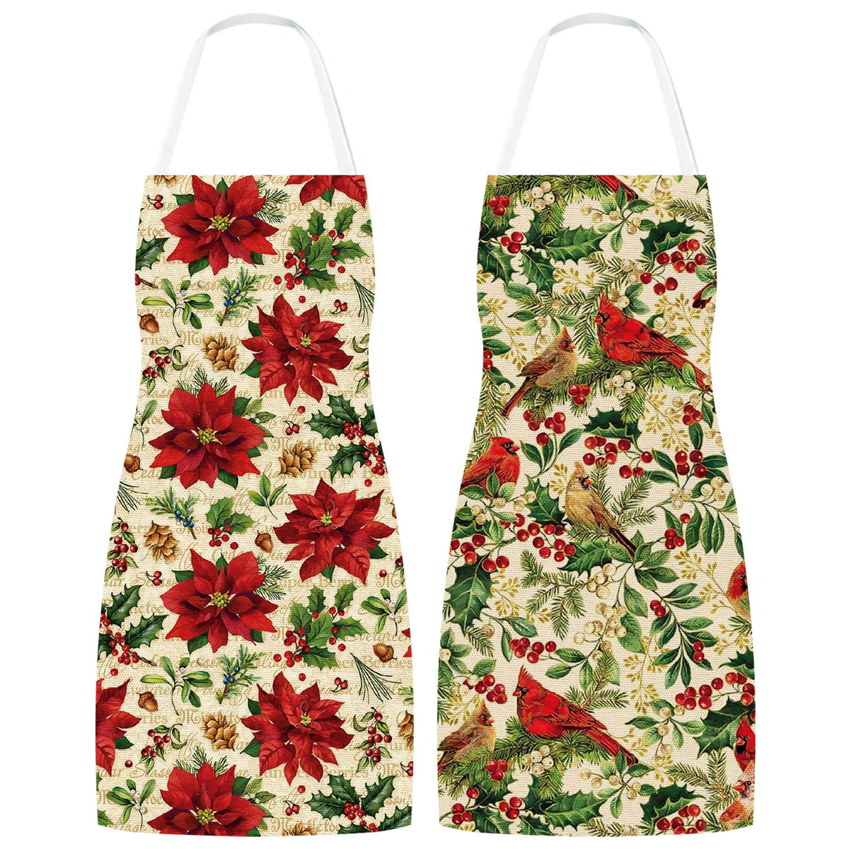 Whaline delantal navidad poinsettia cardenal: ideal para cocinar con estilo.