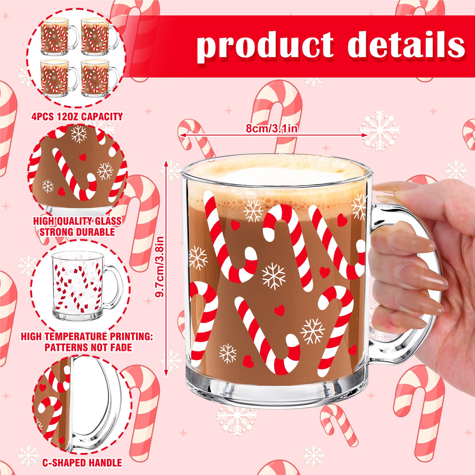 Whaline diseño bastones de caramelo para fiestas navideñas