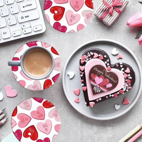 Whaline juego de 4 posavasos, diseño romántico para eventos Valentín.
