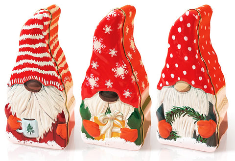 Whaline lata navideña gnomo lunares para galletas y dulces