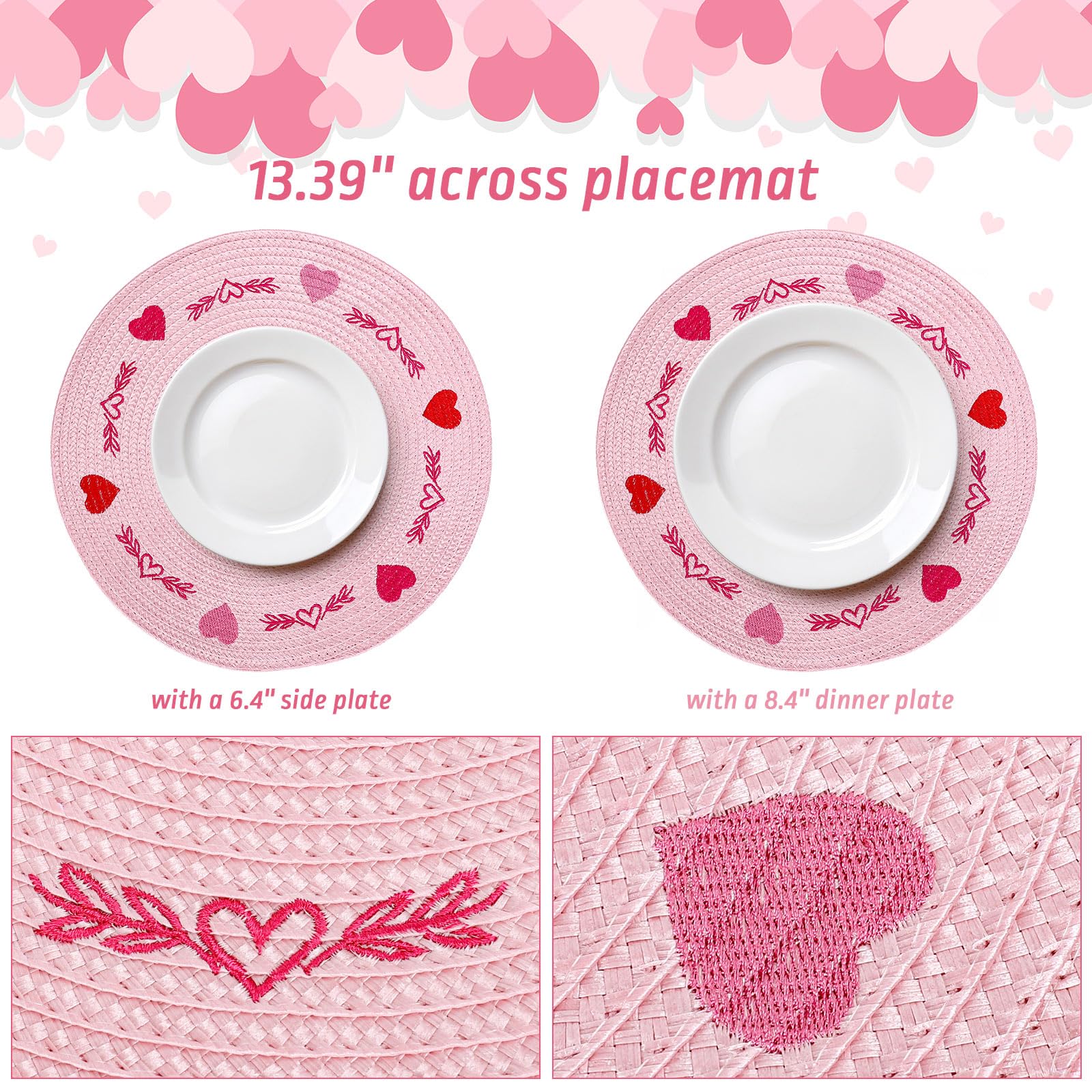 Whaline mantel San Valentín con corazones bordados para celebrar momentos especiales