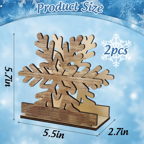 Whaline porta-servilletas copo de nieve, diseño rústico de madera para Navidad