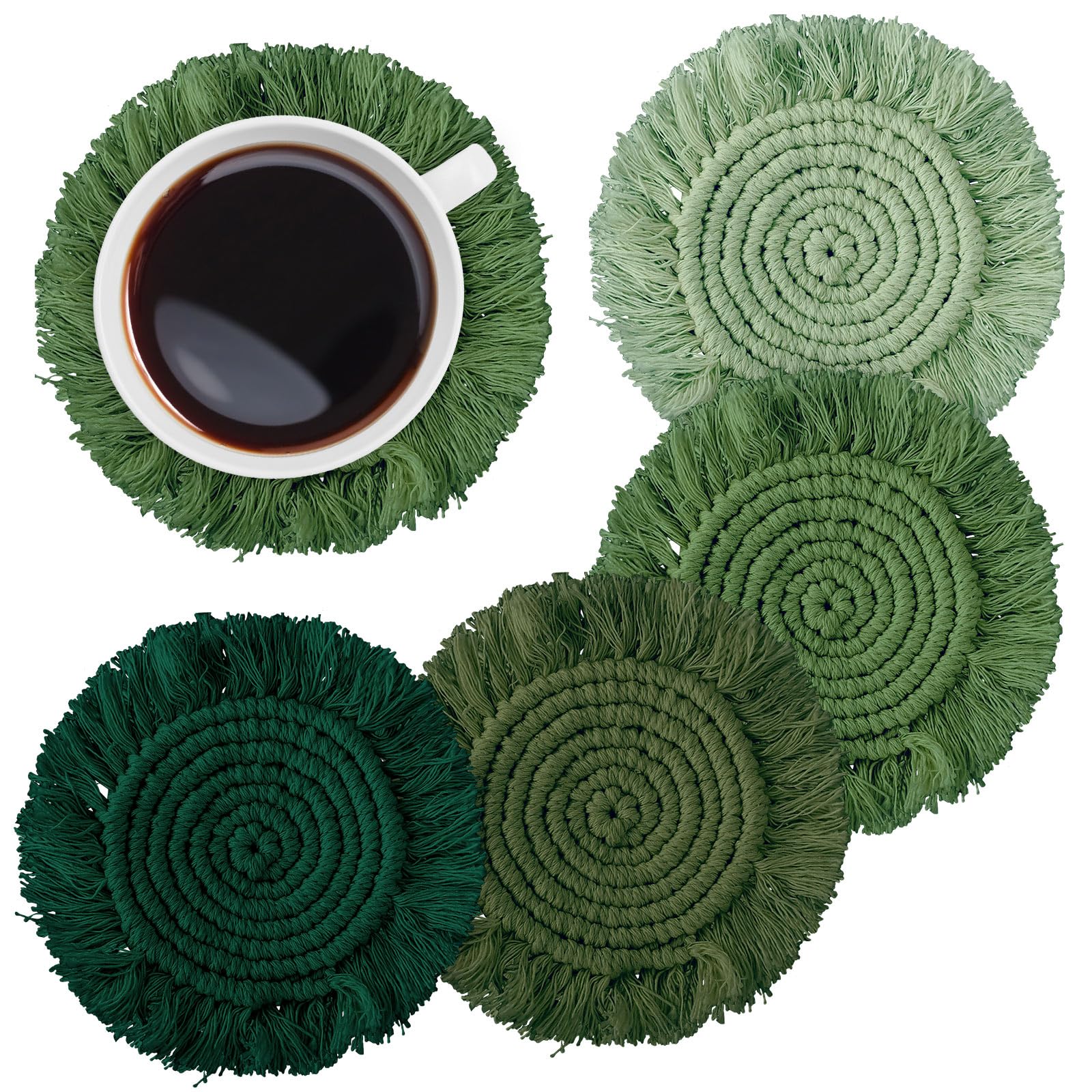 Whaline posavasos boho verde degradado protegen la mesa con estilo