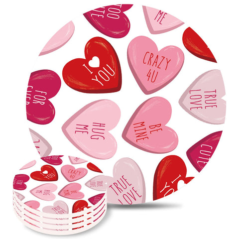 Whaline posavasos cerámica con corazones rojos, absorbe derrames y protege la mesa.