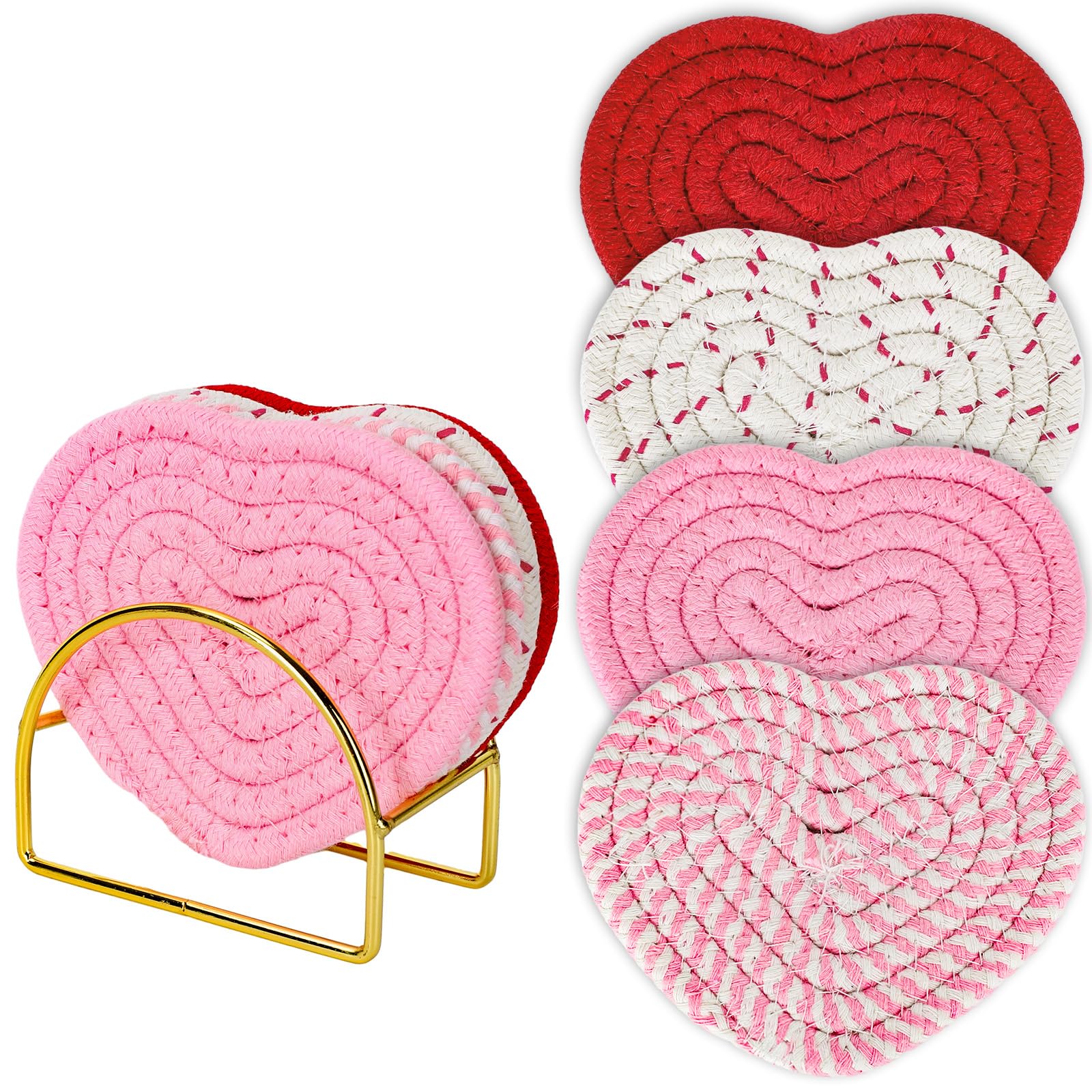 Whaline posavasos corazón rosa rojo: estilo romántico para la mesa.