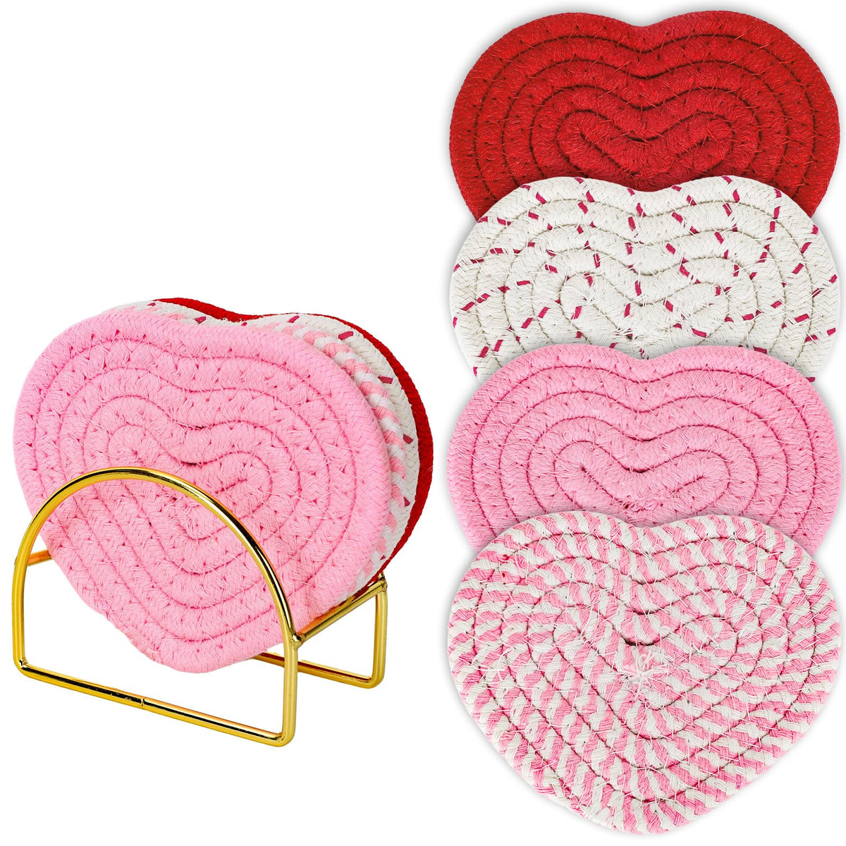 Whaline posavasos corazón rosa rojo: estilo romántico para la mesa.