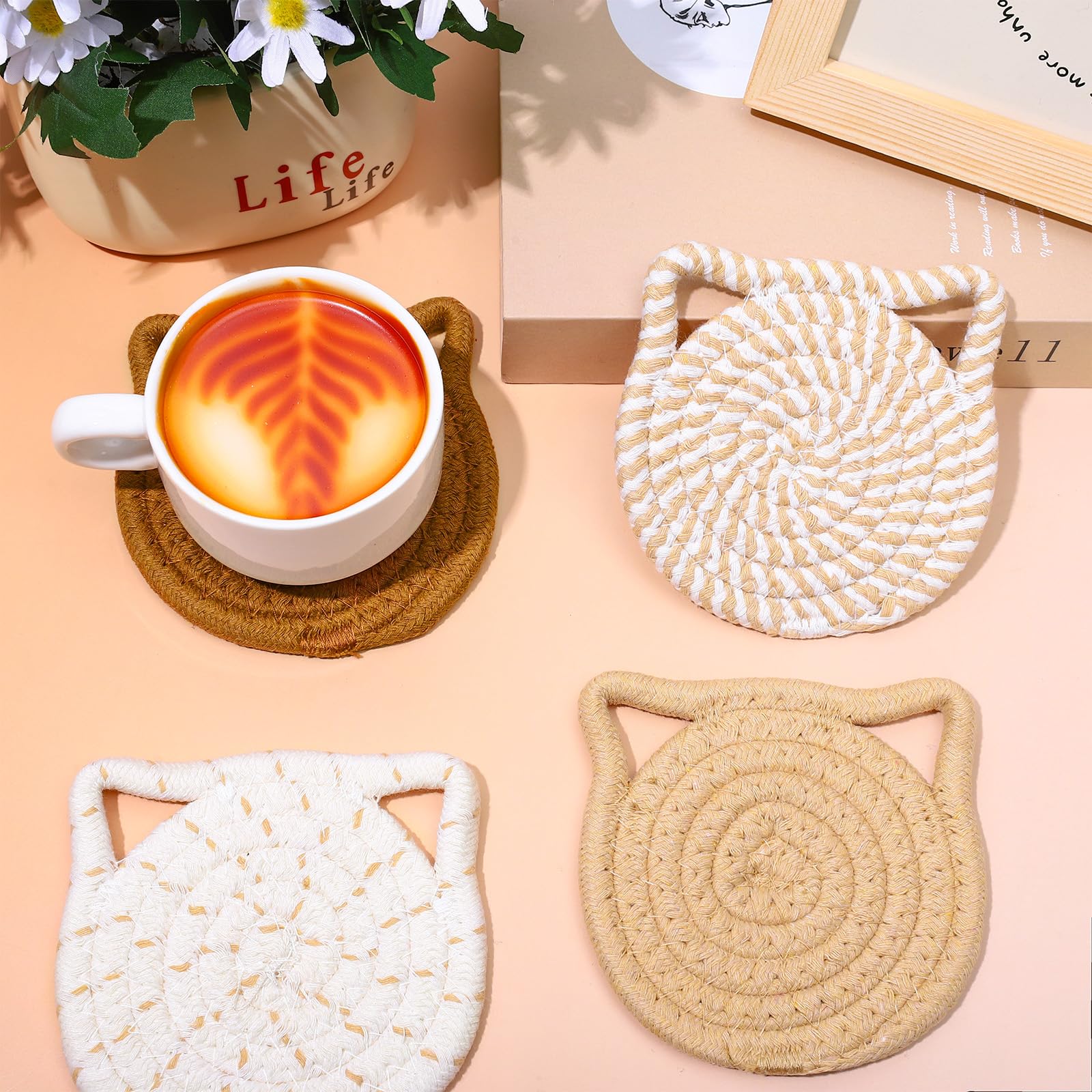 Whaline posavasos con soporte para almacenamiento incluido