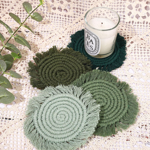 Whaline posavasos tejido crochet de algodon suave para calidez