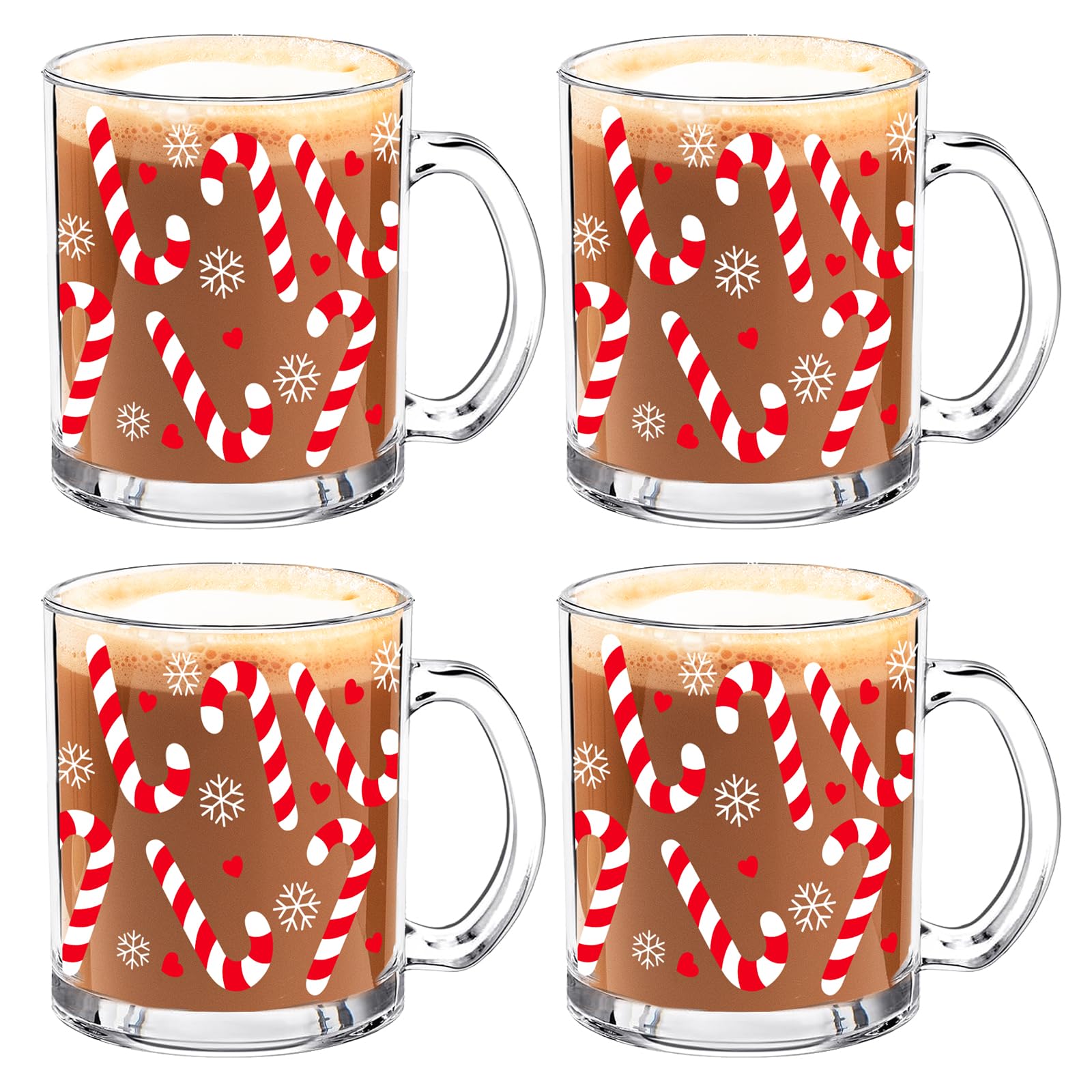 Whaline tazas de vidrio navideñas con asa para bebidas calientes