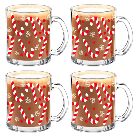 Whaline tazas de vidrio navideñas con asa para bebidas calientes