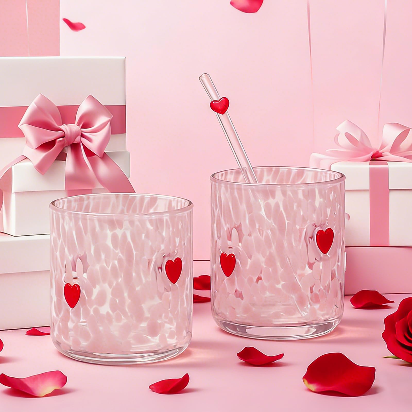 Vaso Whaline icono con corazón rosa, ideal para bebidas y decoraciones románticas.