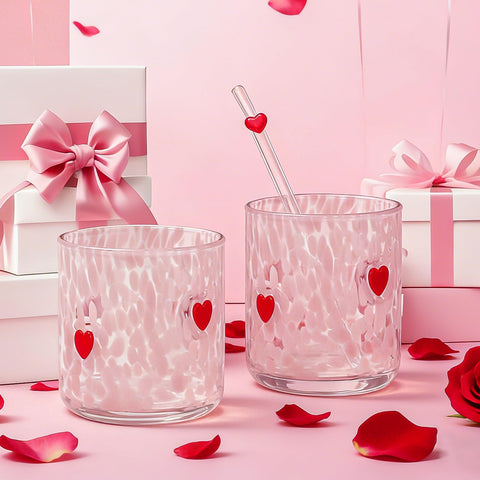 Vaso Whaline icono con corazón rosa, ideal para bebidas y decoraciones románticas.