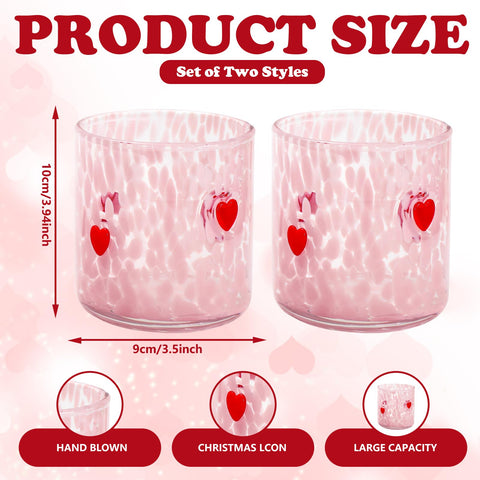 Vaso Whaline con icono de corazón rojo, perfecto para jugo y momentos románticos.