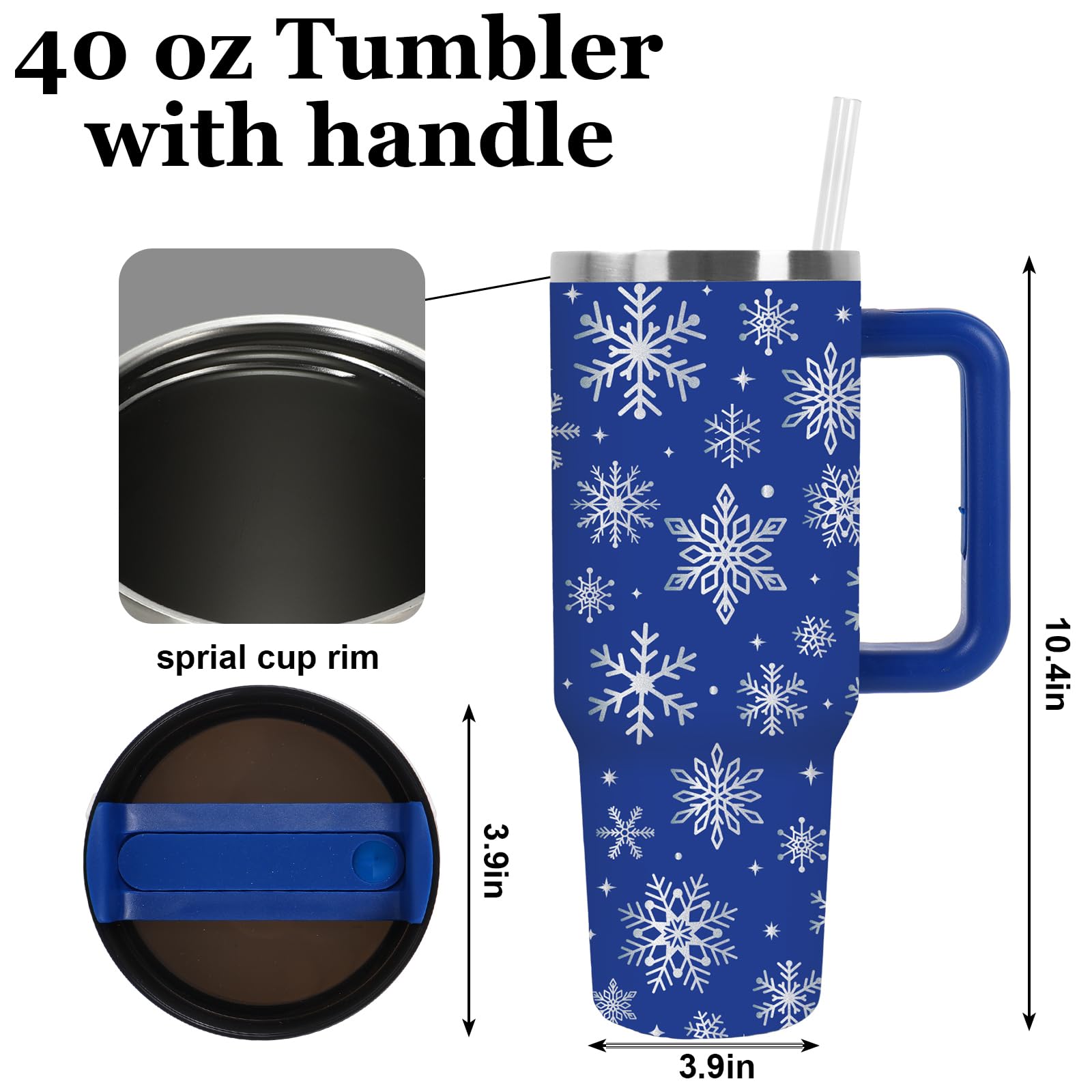 Whaline vaso térmico con copo de nieve azul, añade encanto navideño a tus bebidas.