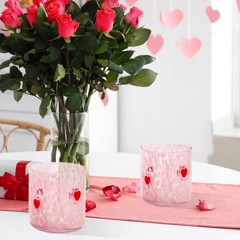 Vaso de vidrio Whaline con pajita y corazón, para bebidas refrescantes.