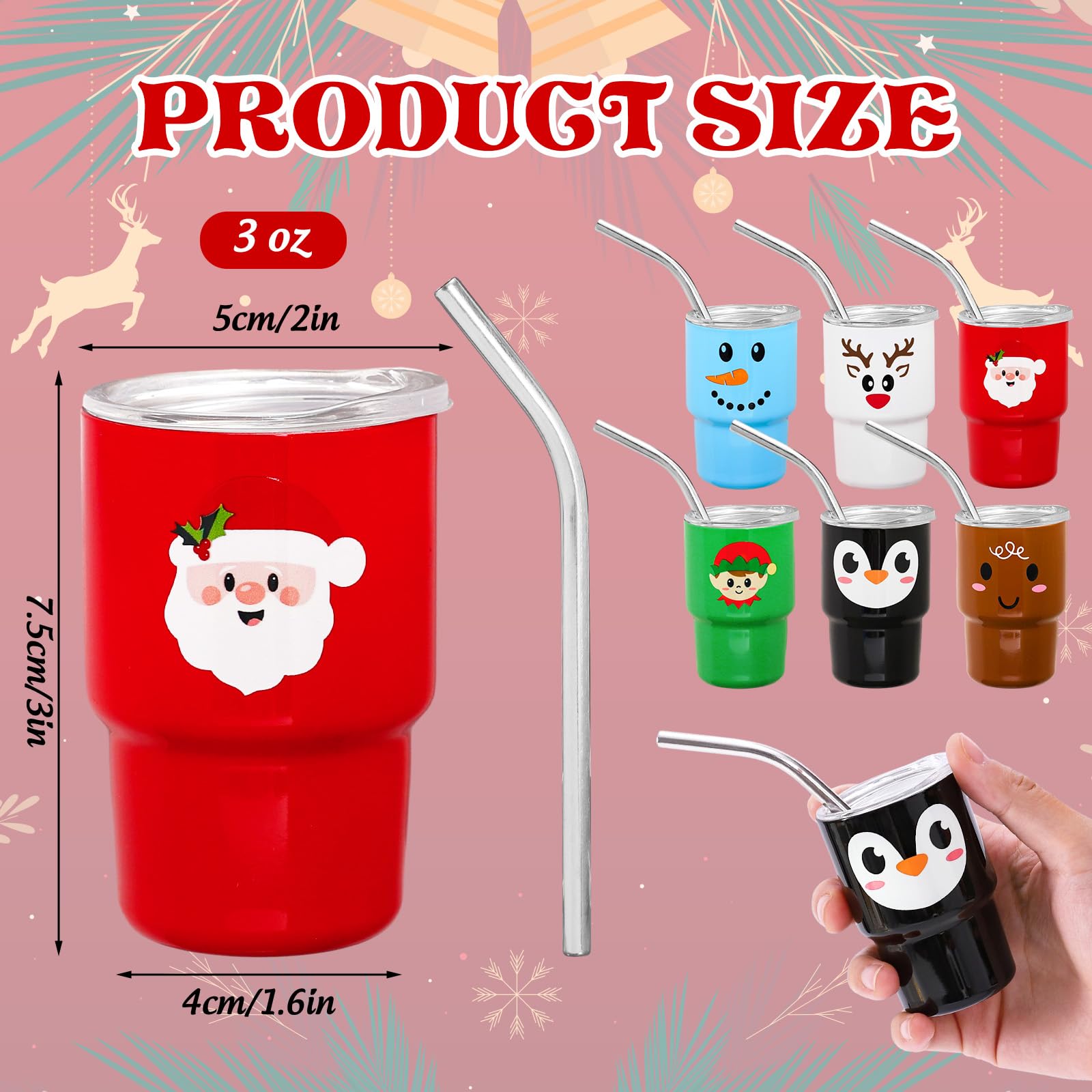 Whaline vasito mini-shot muñeco de nieve, tapa segura para bebidas