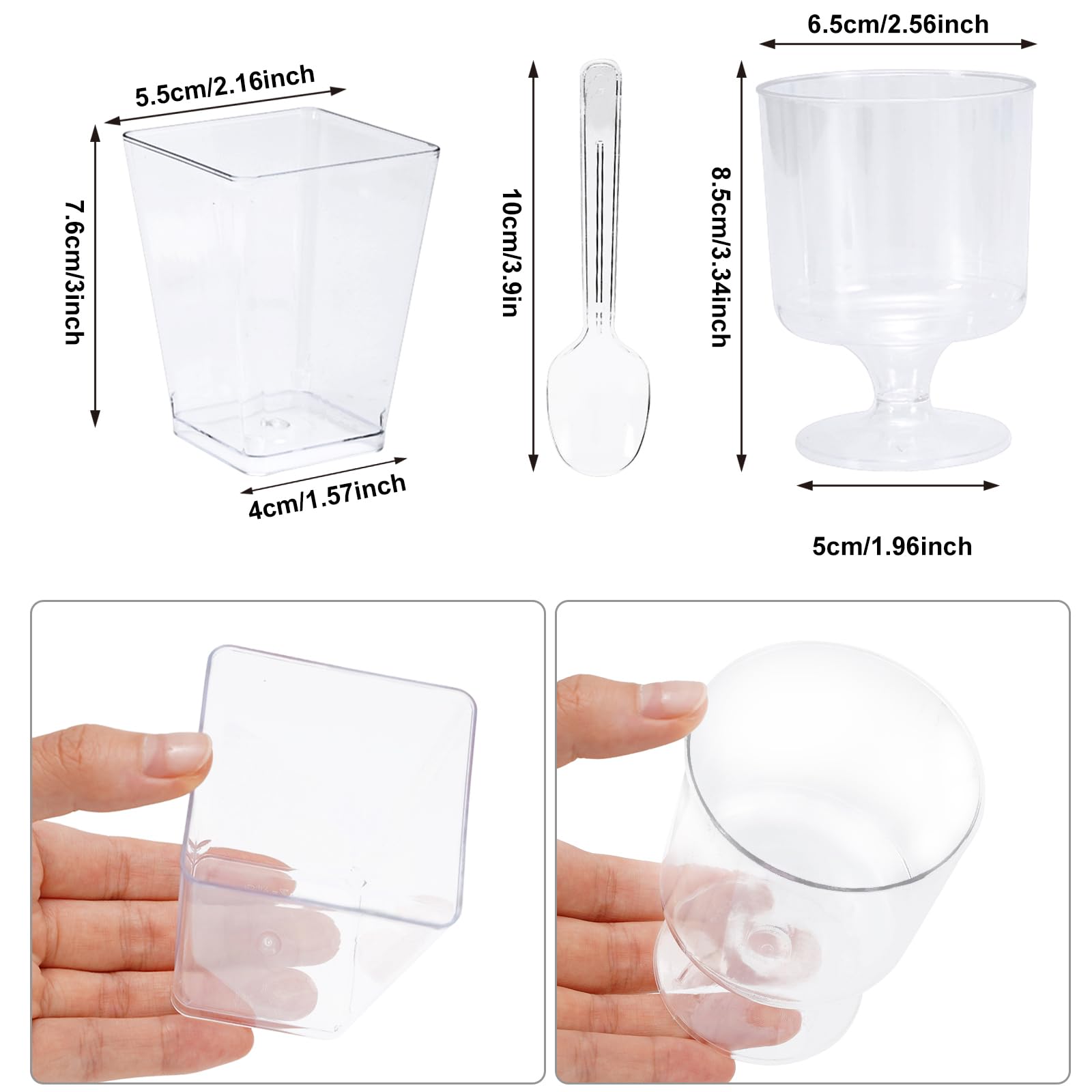 Whaline vaso postre 5oz cuadrado cristal: estilo moderno para buffets.