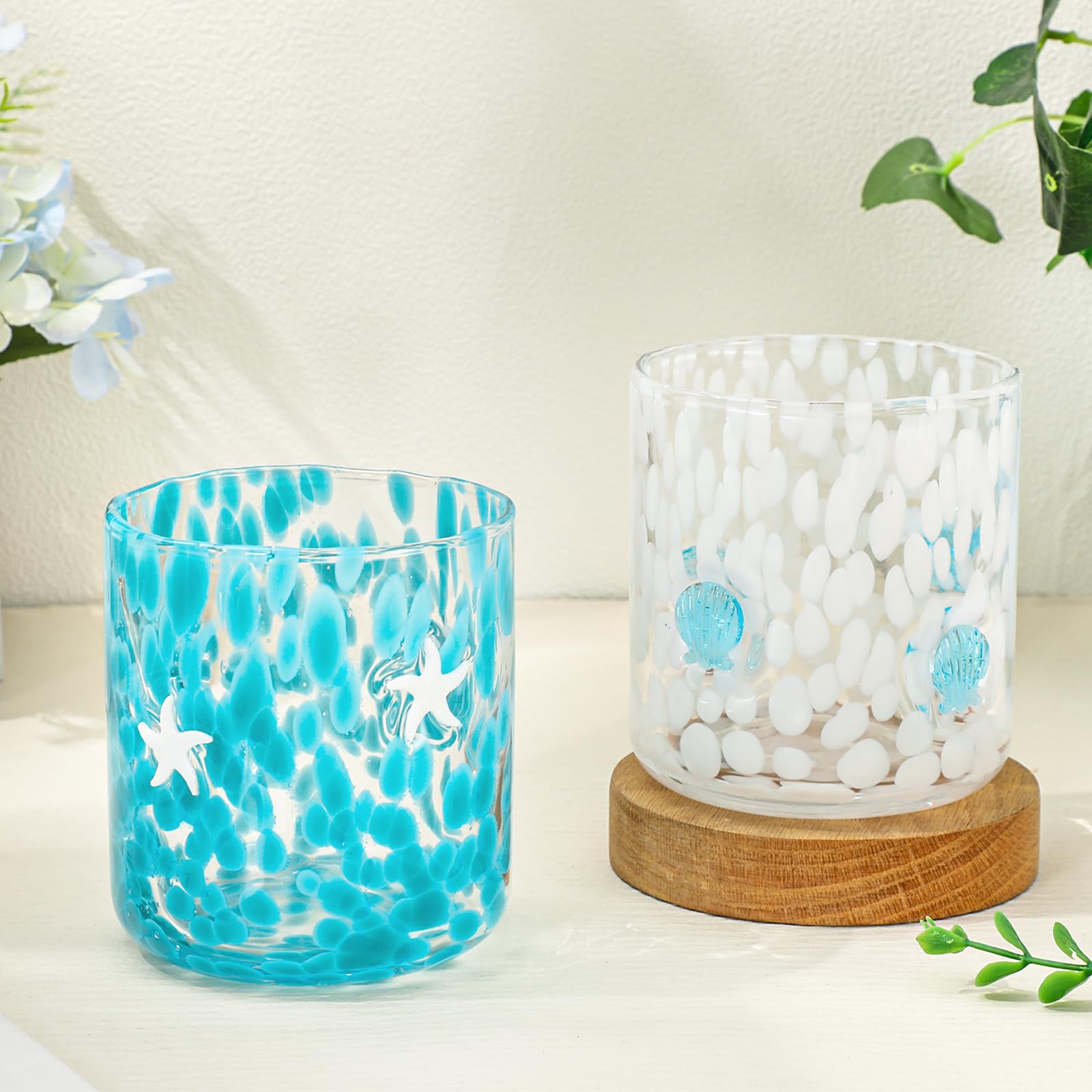 Whaline vaso sin tallo concha marina, ideal para bebidas refrescantes