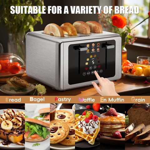 Whall Tostadora ofrece 6 modos de tostado para pan, bagels y waffles.