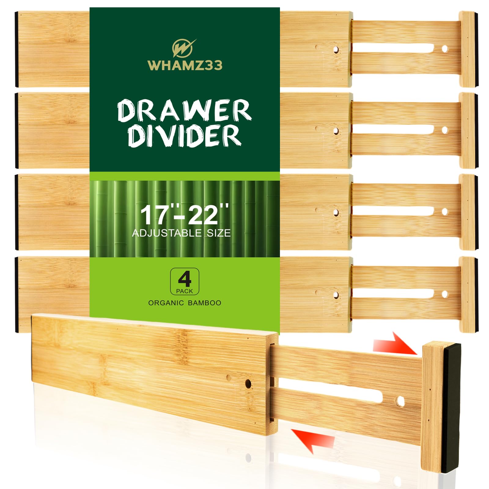 WHAMZ33 W divisores ajustables 17-22 pulgadas para cajón de cocina, orden flexible.