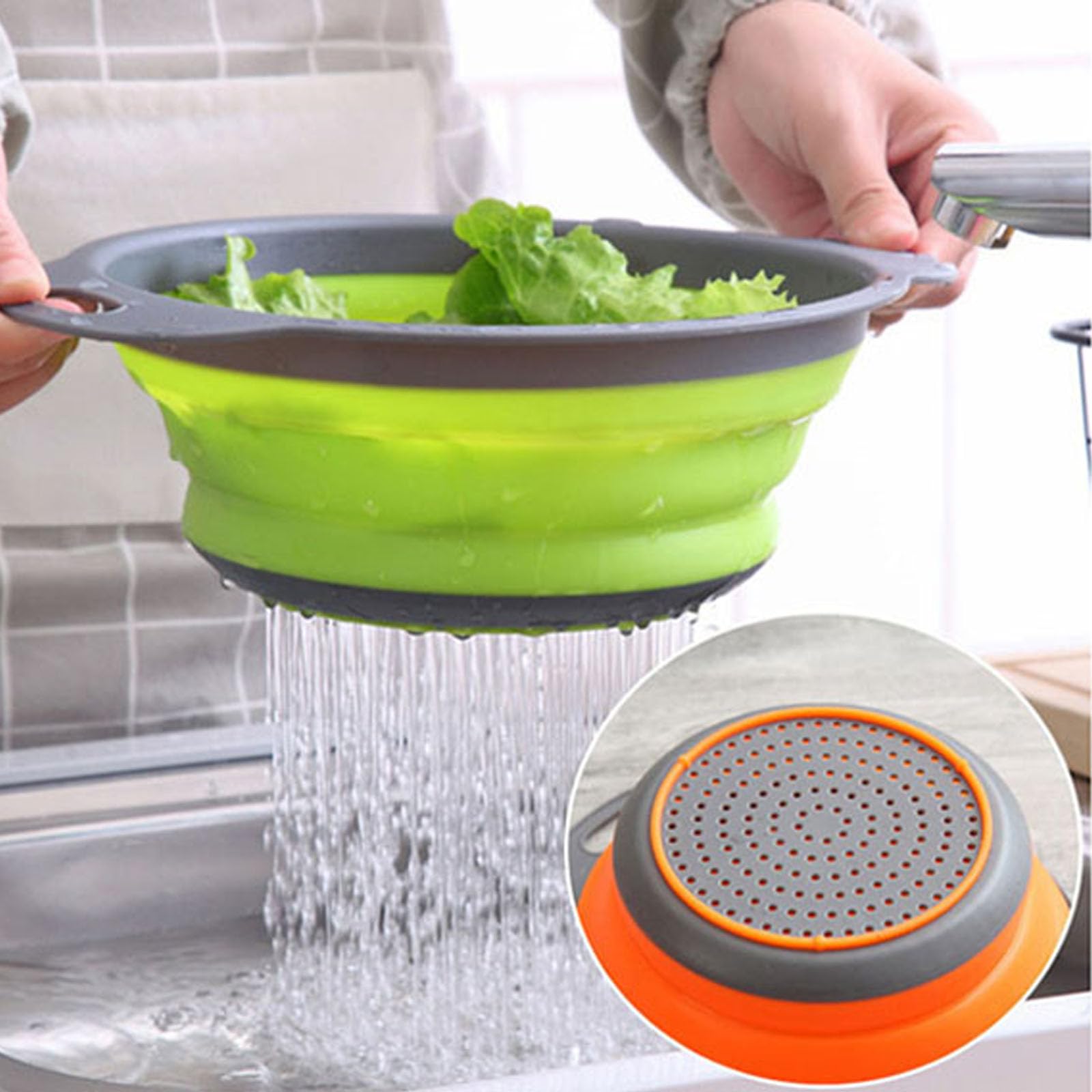 WHZHAOCAI coladores plegables verde para pasta y verduras