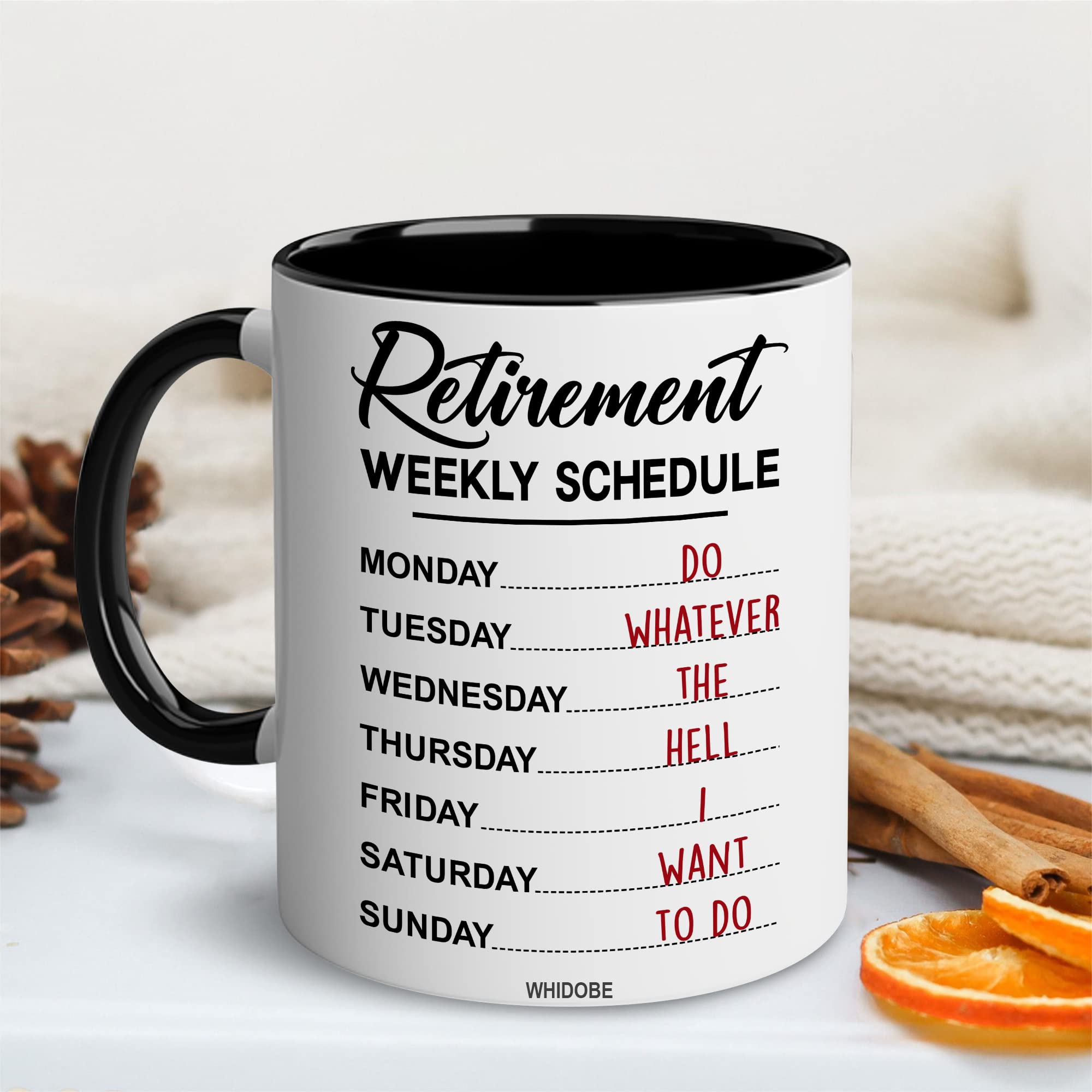 Taza WHIDOBE de jubilación con diseño clásico para empezar el día con serenidad.
