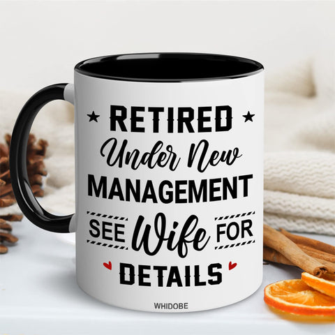 Taza WHIDOBE jubilación con frase humorística para sonreír