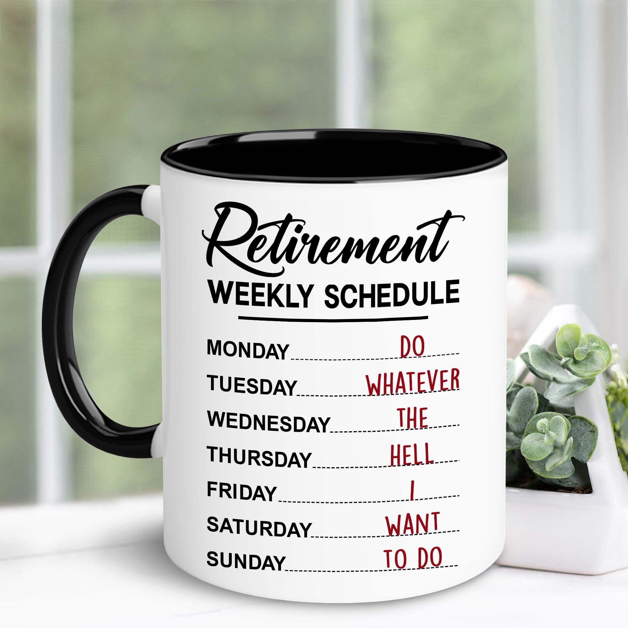 Whidobe taza de jubilación apta para lavavajillas, limpieza fácil.