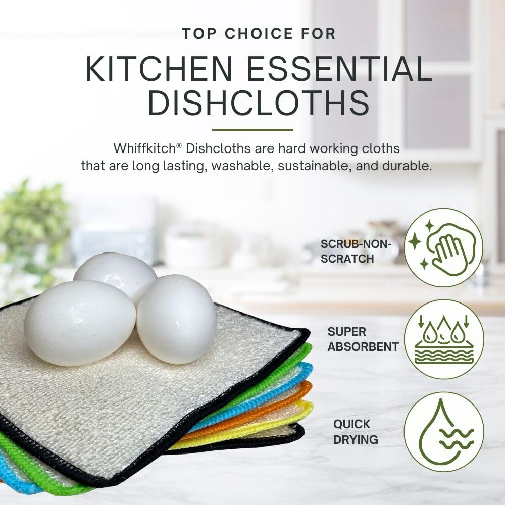 Paño Whiffkitch de tejido bambú-rayón para limpieza suave y absorbente.