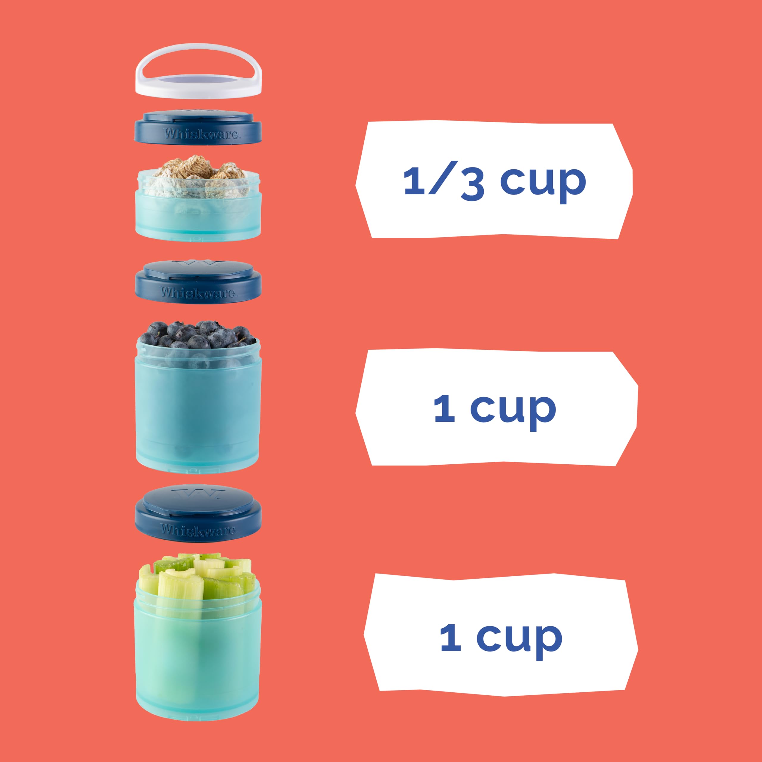 Whiskware Ariel tarros con frutas y galletas mostrando porciones prácticas