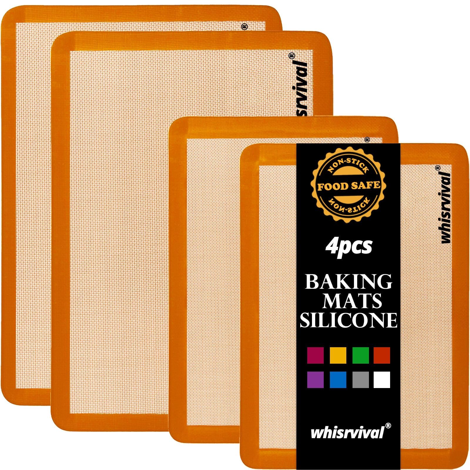 Whisrvival mat de silicona naranja tamaño medio para hornear con distribución uniforme.