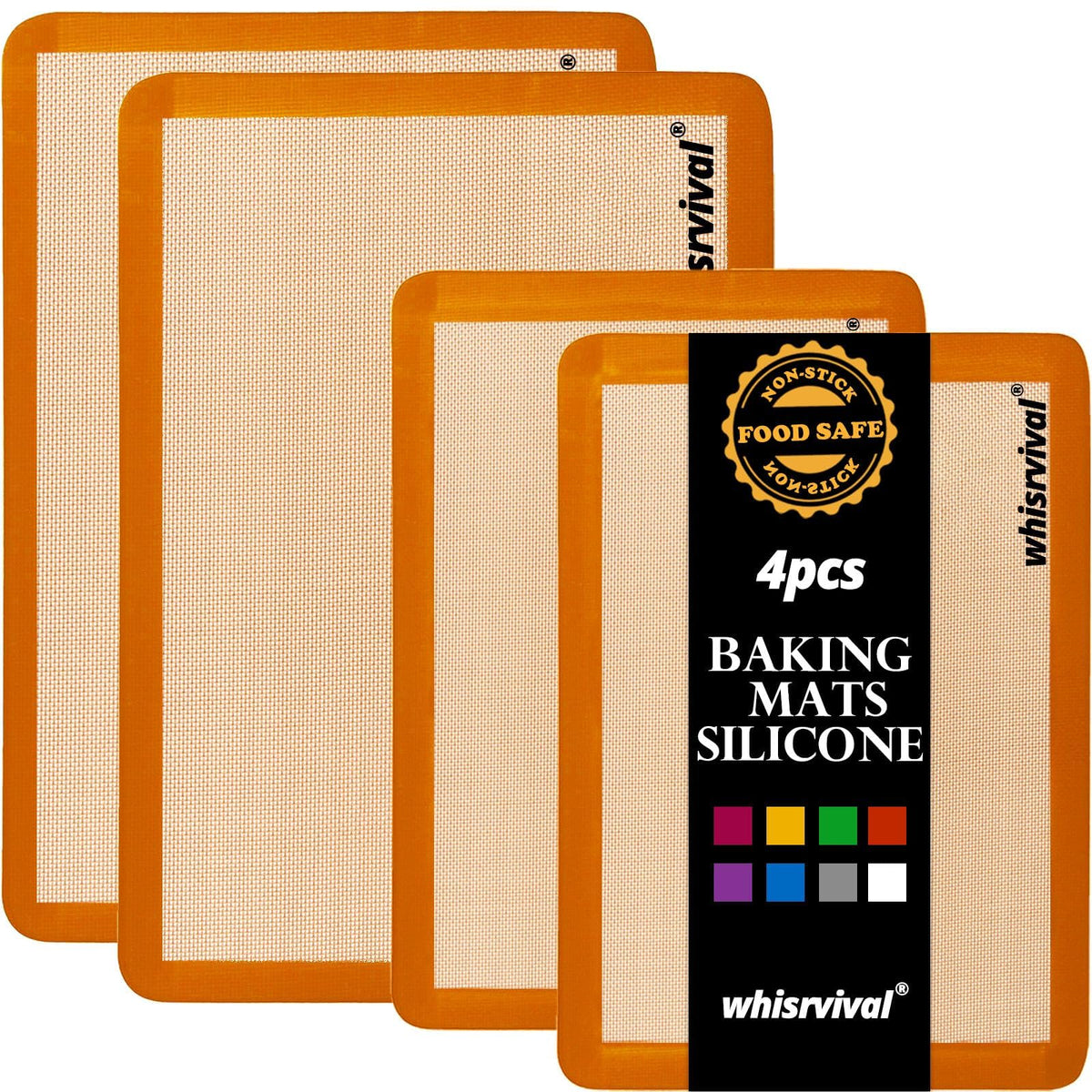 Whisrvival mat de silicona naranja tamaño medio para hornear con distribución uniforme.