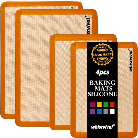 Whisrvival mat de silicona naranja tamaño medio para hornear con distribución uniforme.