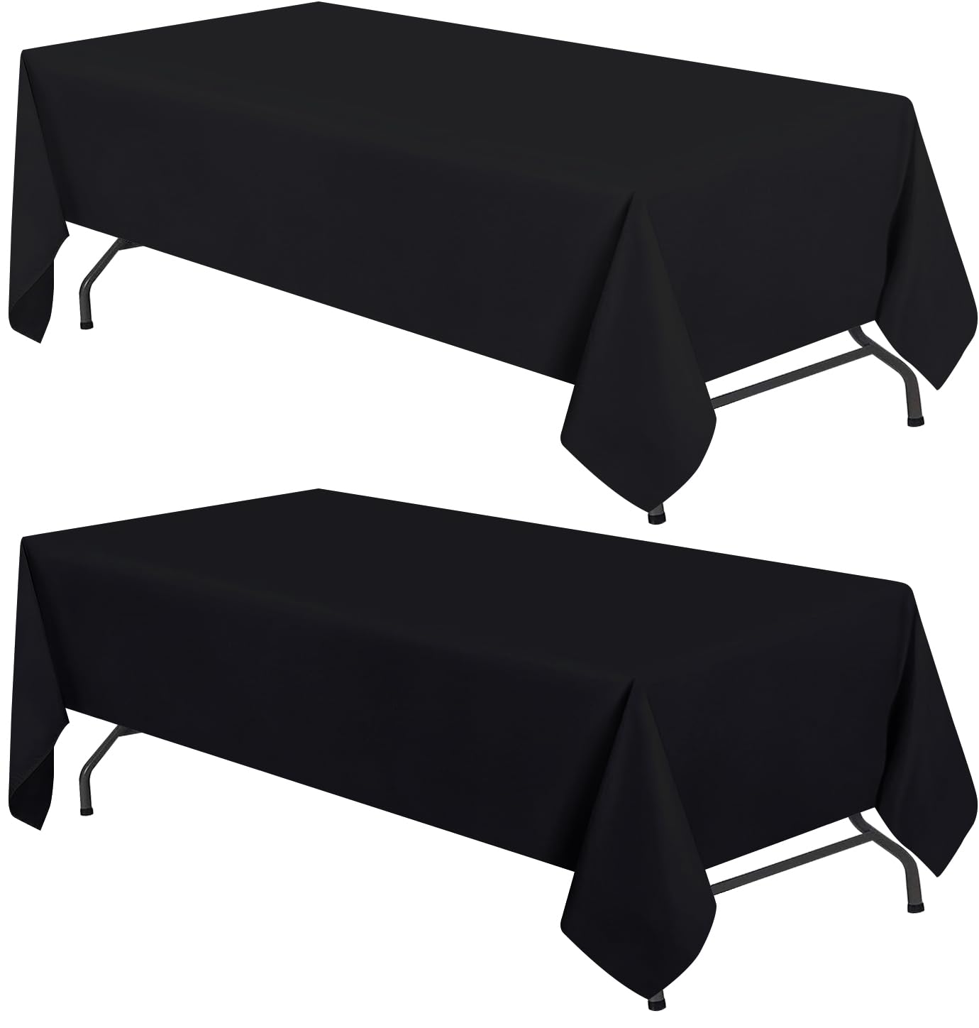 Mantel White Classic WEALUXE negro para mesa de 60x102 pulgadas, dos piezas.
